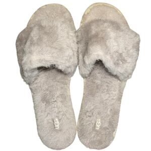 UGG Cozette Slide Slippers Women’s Size 10 Gray Shearling Fur Sandals Lounging